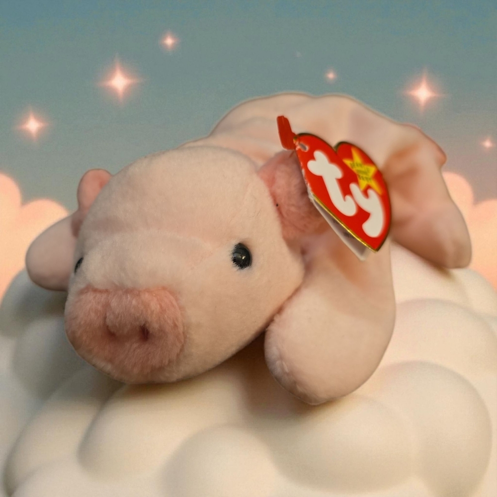 BOGO Squealer Style 4005 Ty Plush Pig Toy -‎ Light Pink and Cream